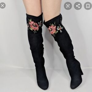 Black Suede Thigh High Boots